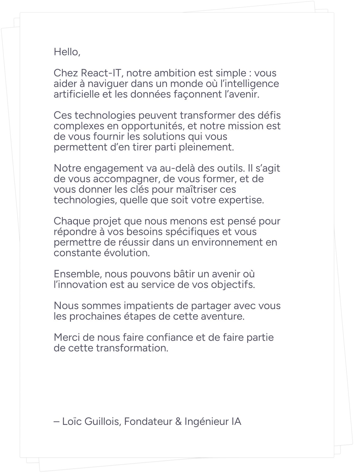 Message du fondateur de React-IT